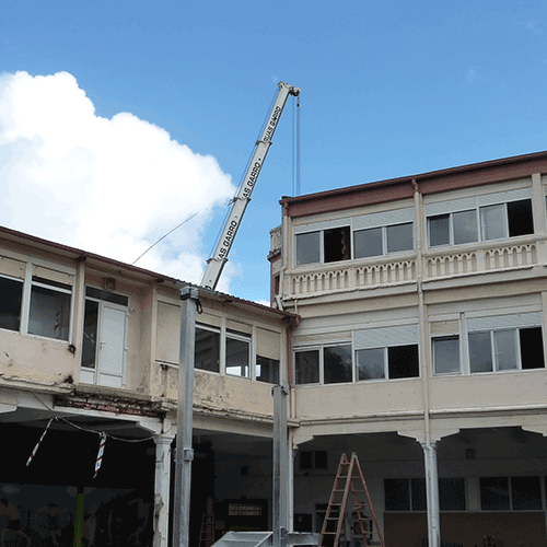 Coordinación de seguridad en fase de ejecución de reparación cubierta e instalación ascensor y escalera exterior villa sacramento. Donostia